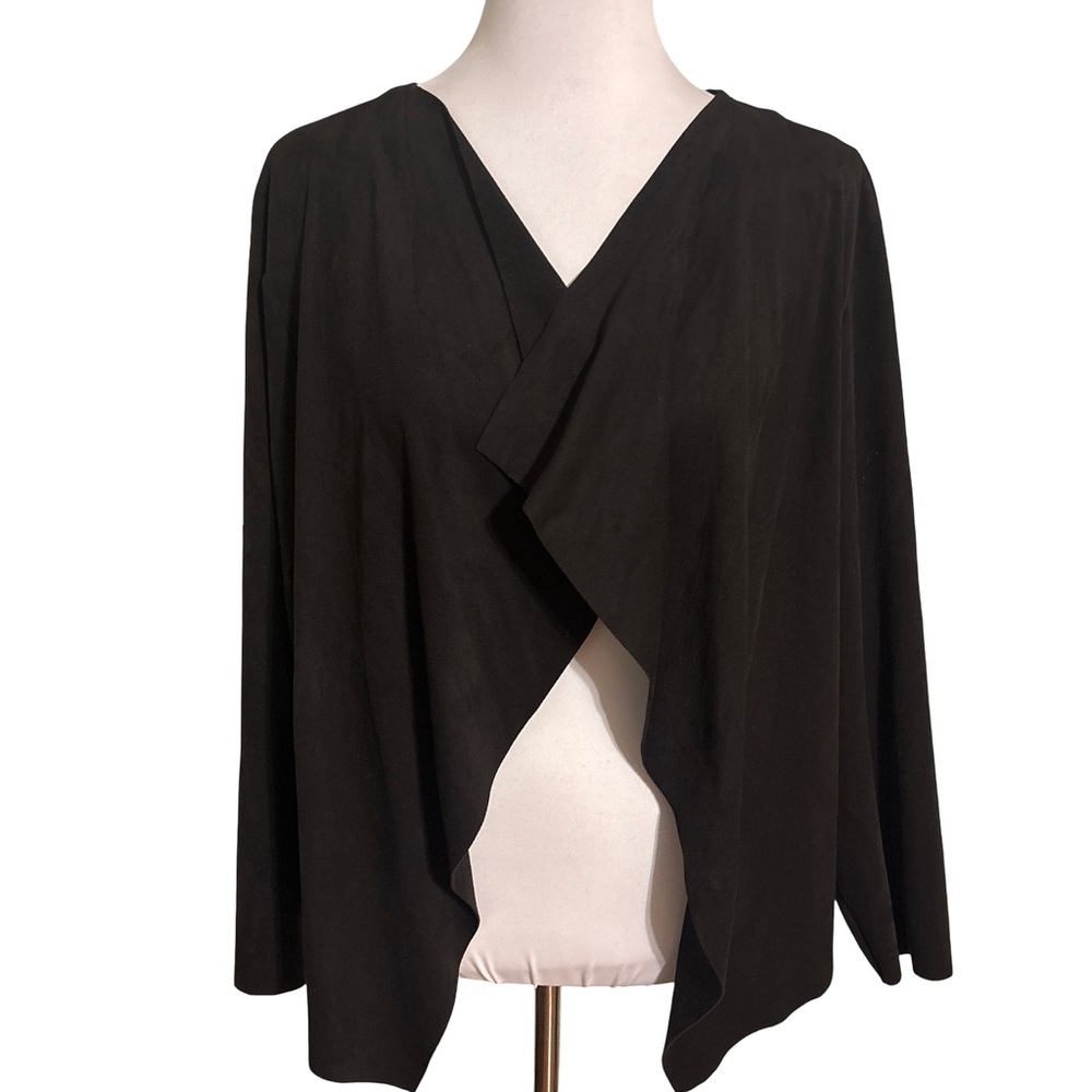 H&M Black Faux Suede Draped Jacket Women's